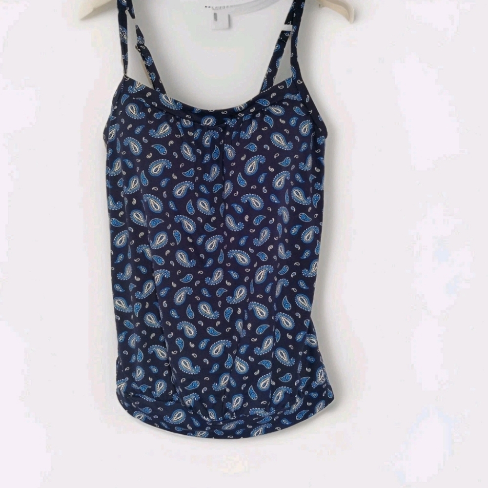 Lands End Blue paisley Tankini Swim Top 6L